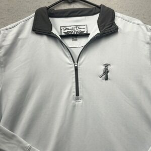 Straight Down Mens Quarter 1/4 Zip Pullover Off White Gray Stretch Size M